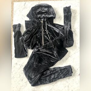 Lululemon Black Velvety Hoodie and Legging Set
